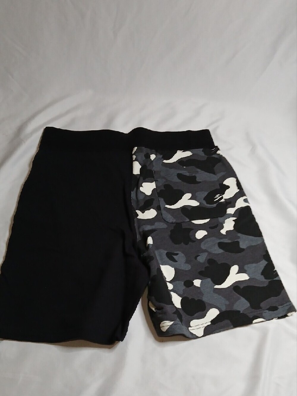 Bape Shark Camo Half-Panel Shorts in Black and Gray - Picture 2 of 4
